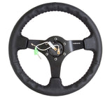 NRG Reinforced Steering Wheel (350mm / 3in. Deep) Bk Leather w/Bk BBall Stitch (Odi Bakchis Edition) RST-036MB-R