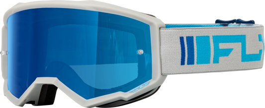 FLY RACING Zone Goggle Silver/Blue W/ Dark Blue Mirror/Smoke Lens 37-51523