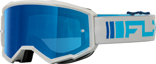 FLY RACING Youth Zone Goggle Silver/Blue W/ Dark Blue Mirror/Smoke Lens 37-51523Y