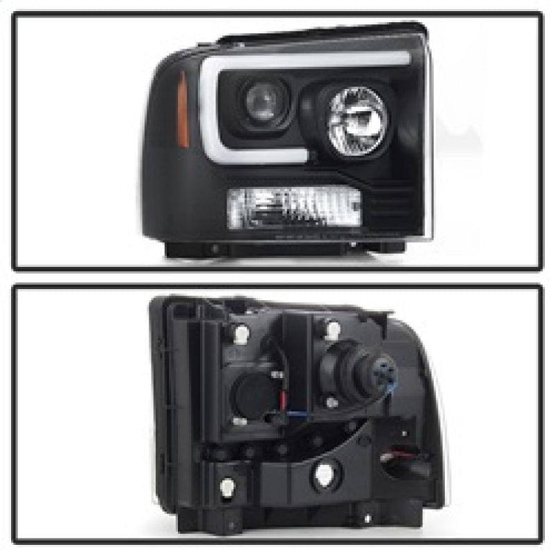 Spyder Ford F250/350/450 05-07 Projector Headlights - Light Bar DRL LED - Black PRO-YD-FS05V2-LB-BK 5084507