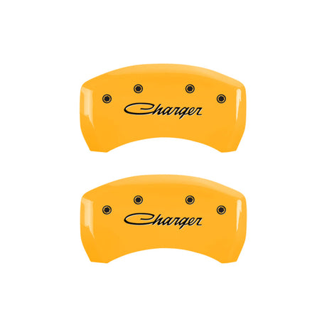 MGP 4 Caliper Covers Engraved Front & Rear With stripes/Challenger Black finish silver ch 12162SCL1BK