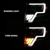 ANZO 2009-2013 Ford F-150 Projector Light Bar G4 Switchback H.L.Black Amber 111469