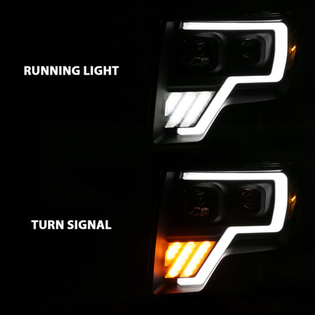 ANZO 2009-2013 Ford F-150 Projector Light Bar G4 Switchback H.L.Black Amber 111469