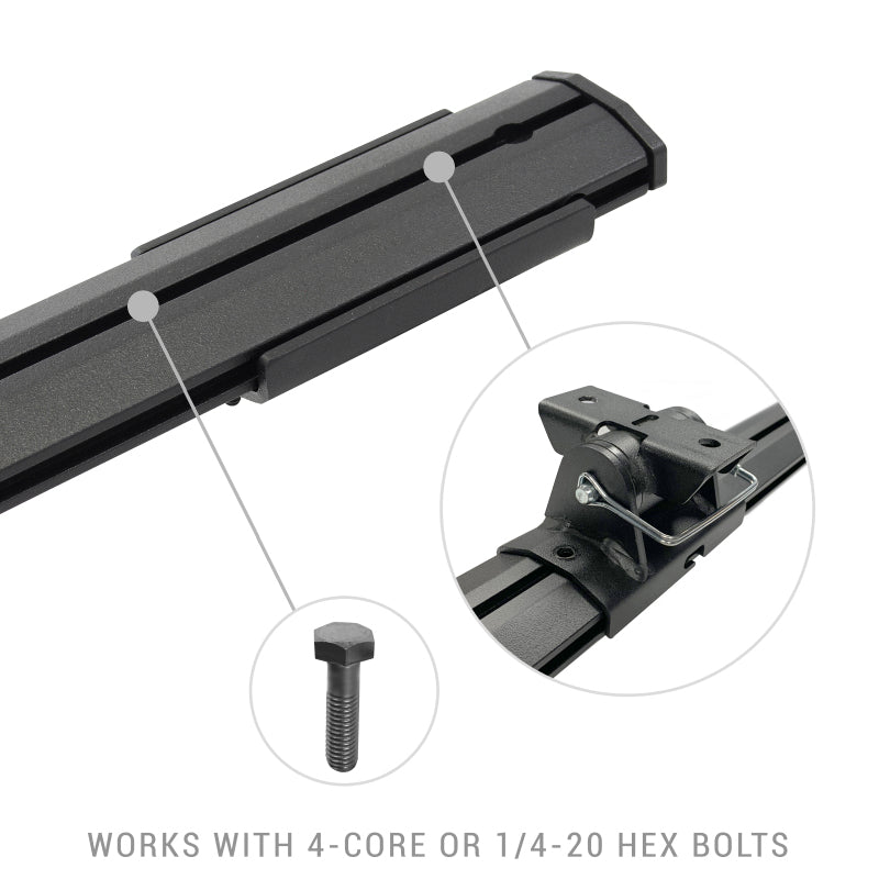 Go Rhino 15-22 Ford F-150 / 07-21 Toy. Tundra XRS Cross Bars Kit - Tex Blk (Attch Tonneau Cvr T-Trk) 5935015T