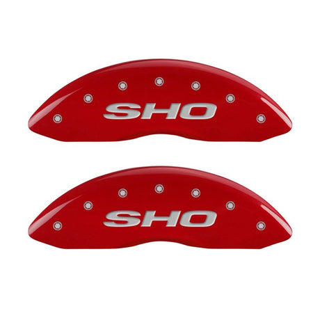 MGP 4 Caliper Covers Engraved Front & Rear SHO Red finish silver ch 10222SSHORD