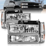 ANZO 88-98 Chevrolet C1500 Crystal Headlights Chrome w/ Signal and Side Marker Lights 111506
