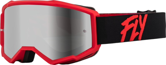 FLY RACING Youth Zone Goggle Black/Red W/ Silver Mirror/Smoke Lens 37-51721