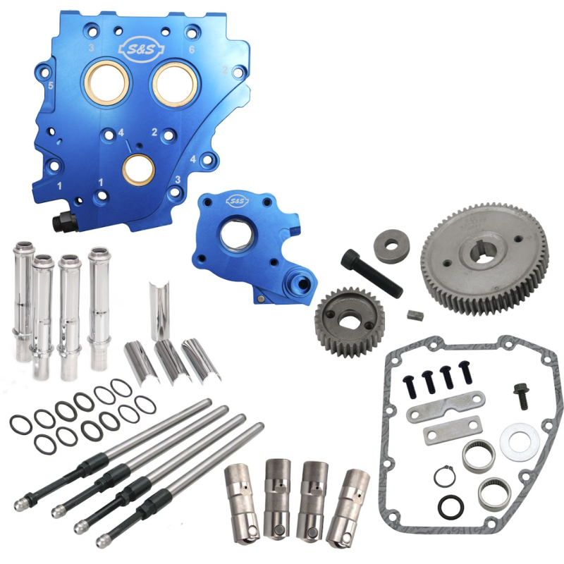 S&S Cycle 2006 Dyna/2007+ BT Gear Drive Cam Chest Kit w/o Cam - Chrome Pushrod Tubes 310-1269