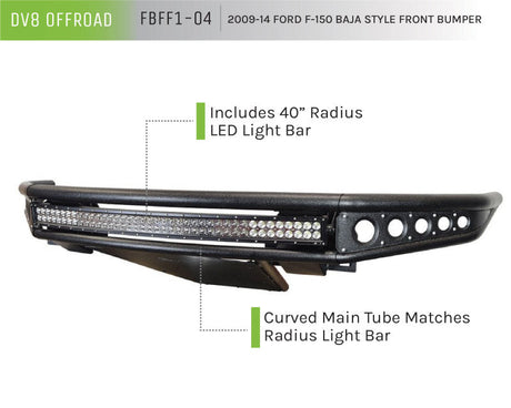 DV8 Offroad 09-14 Ford F-150 Baja Style Front Bumper FBFF1-04