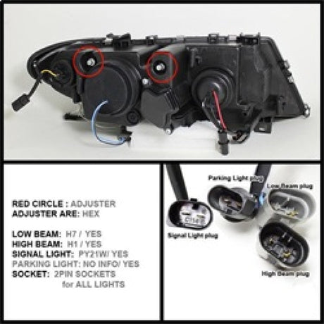 Spyder BMW E46 3-Series 02-05 4DR Projector Headlights 1PC LED Halo Blk PRO-YD-BMWE4602-4D-AM-BK 5042415