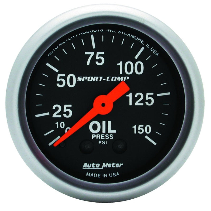 Autometer Sport Comp 52mm Mechanical 0-150 PSI Oil Pressure Gauge 3323