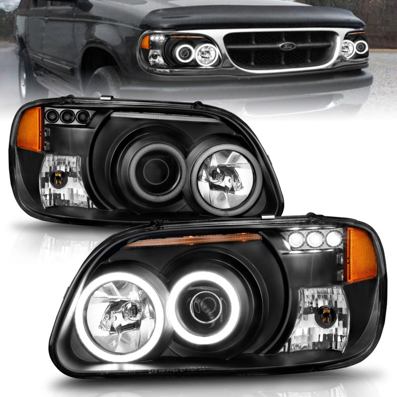 ANZO 1995-2001 Ford Explorer Projector Headlights w/ Halo Black 1 pc 111132