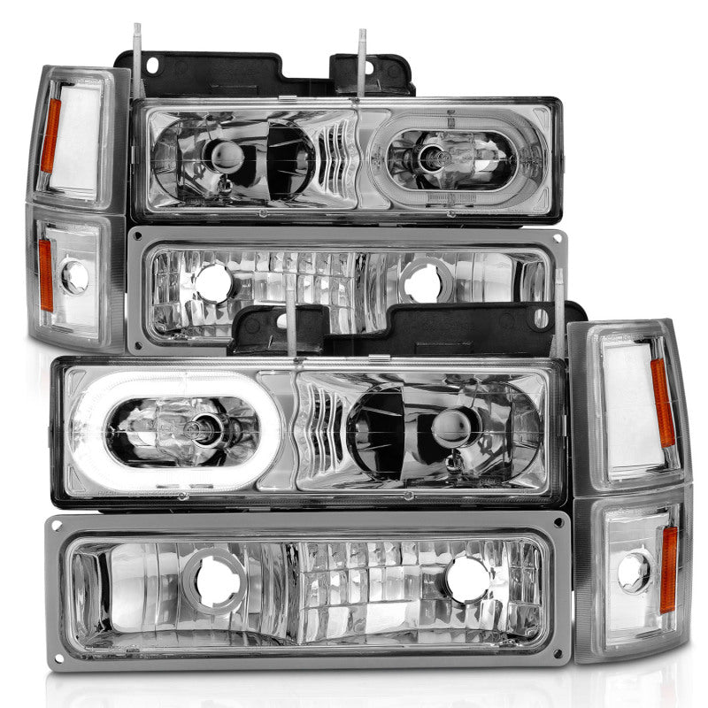 ANZO 88-98 Chevrolet C1500 Crystal Headlights Chrome Housing w/ Signal and Side Marker Lights 111508