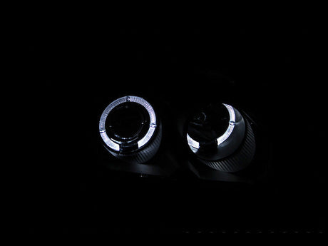 ANZO 1996-1998 Honda Civic Projector Headlights w/ Halo Black 121068
