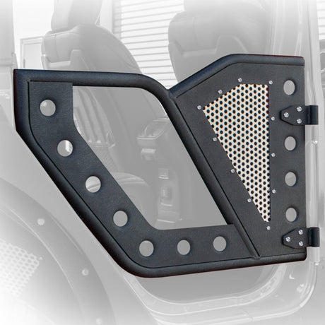 DV8 Offroad Jeep 18+ Wrangler JL / 20+ Gladiator JT Front Rock Doors w/ Perforated Aluminum Mesh RDJL-01F