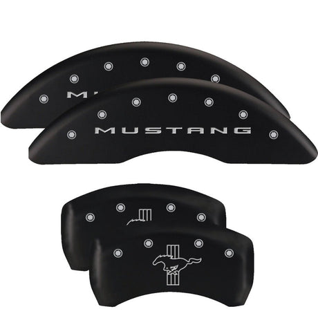 MGP 4 Caliper Covers Engraved Front 2015/Mustang Engraved Rear 2015/Bar & Pony Black finish slvr ch 10202SMB2BK