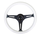 NRG Classic Wood Grain Steering Wheel (350mm) Glow-N-The-Dark Green Grip w/Black 3-Spoke Center ST-015BK-GL