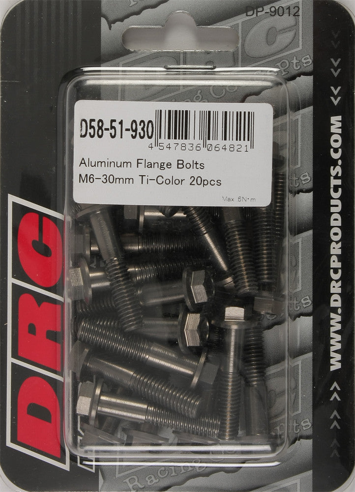 DRC Aluminum Flange Bolts Titanium M6x30mm 20/Pk D58-51-930
