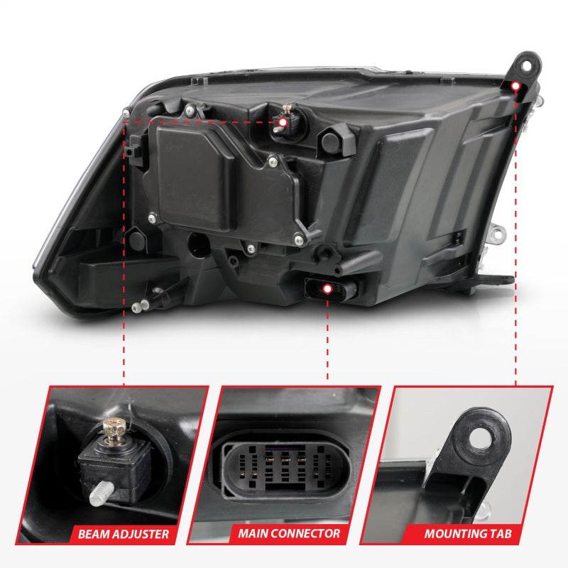 ANZO 09-18 Dodge Ram 1500/2500/3500 Proj HL Headlights Switchback + Sequential - Black Amber 111611