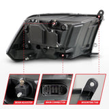 ANZO 09-18 Dodge Ram 1500/2500/3500 Proj HL Headlights Switchback + Sequential - Black Amber 111611