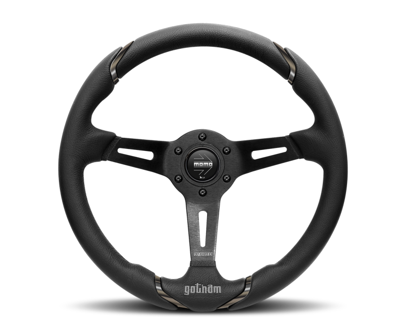 Momo Gotham Steering Wheel 350 mm - Black Leather/Black Spokes GOT35BK0B