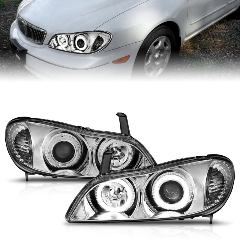 ANZO 2000-2004 Infiniti I30 Projector Headlights w/ Halo Chrome 121078