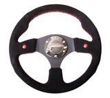 NRG Reinforced Steering Wheel (320mm) Blk Suede w/Dual Buttons RST-007S