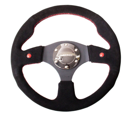 NRG Reinforced Steering Wheel (320mm) Blk Suede w/Dual Buttons RST-007S