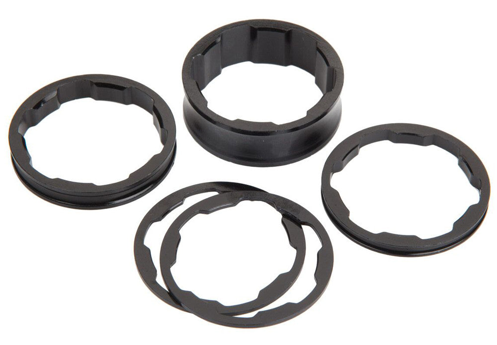 BOX Alloy Spacers Black 1 1/8" Fork 5/Pk BX-SS17118KT-BK