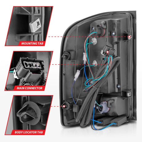 ANZO 2007-2013 Chevrolet Silverado1500/ 2500/ 3500 LED Tail Lights w/ Light Bar Black Housing Smoke 311381