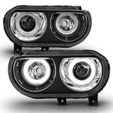ANZO 2008-2014 Dodge Challenger Projector Headlights w/ Halo Black (CCFL) 121308