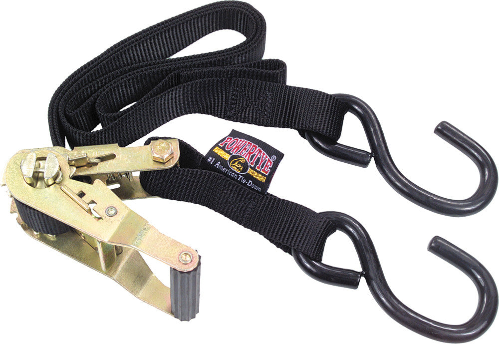 POWERTYE Tie-Down Ratchet S-Hook 1"X6' Black Pair 32272LOGO