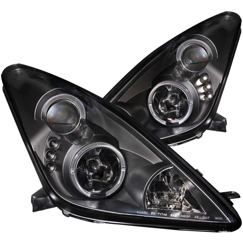 ANZO 2000-2005 Toyota Celica Projector Headlights w/ Halo Black 121387