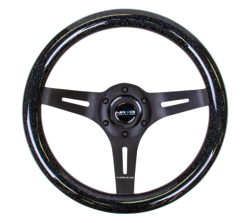 NRG Classic Wood Grain Steering Wheel (310mm) Black Sparkle w/Blk 3-Spoke Center ST-310BSB-BK