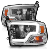 ANZO 2009-2018 Dodge Ram 1500/ 2500/ 3500 Crystal Headlights w/ Light Bar Chrome Housing 111516