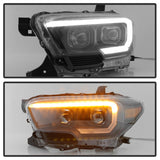 xTune Toyota Tacoma 16-18 DRL Light Bar Projector Headlights - Black PRO-JH-TTA16-LBDRL-BK 9039256