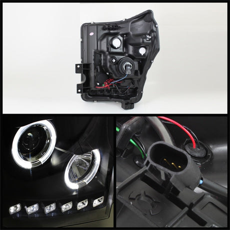 Spyder Ford Super Duty 11-15 Projector Headlights LEDHalo DRL Blk High H1 Low 9006 PRO-YD-FS11-HL-BK 5070272