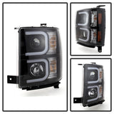 Spyder Chevy Silverado 1500 14-16 Projector Headlights Light Bar DRL Blk PRO-YD-CS14-LBDRL-BK 5079473