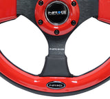 NRG Reinforced Steering Wheel (320mm) Blk w/Red Trim & 5mm 3-Spoke RST-001RD