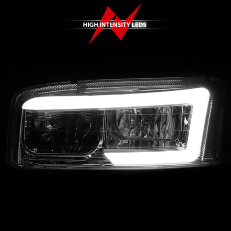 Anzo 99-17 GMC Sierra/Denali Headlights Chrome Amber (w/C Light Bars) 111523