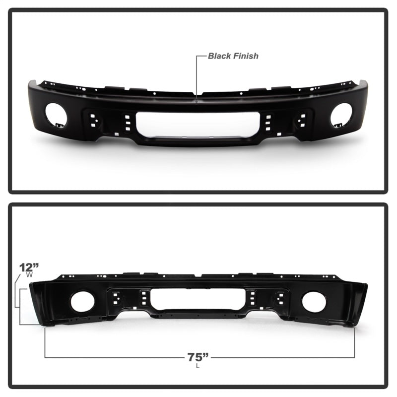 Spyder Ford F150 09-14 w/Fog Light Hole Front Bumper - Black (OEM # 9L3Z17757DPTM) 9948459