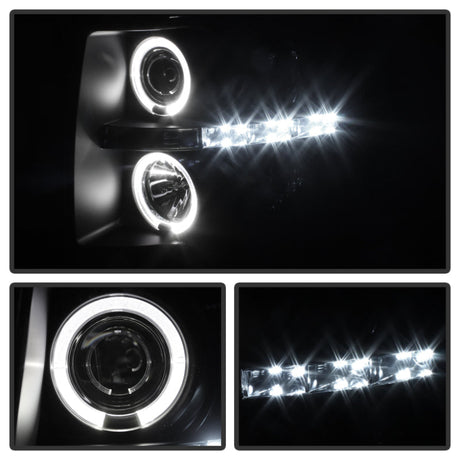 Spyder Chevy Silverado 1500/2500 07-13 Projector Headlights LED Halo LED Blk Smke PRO-YD-CS07-HL-BSM 5078322