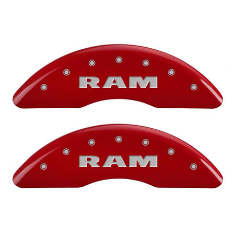 MGP 4 Caliper Covers Engraved Front RAM Engraved Rear RAMHEAD Red finish silver ch 55002SRMHRD