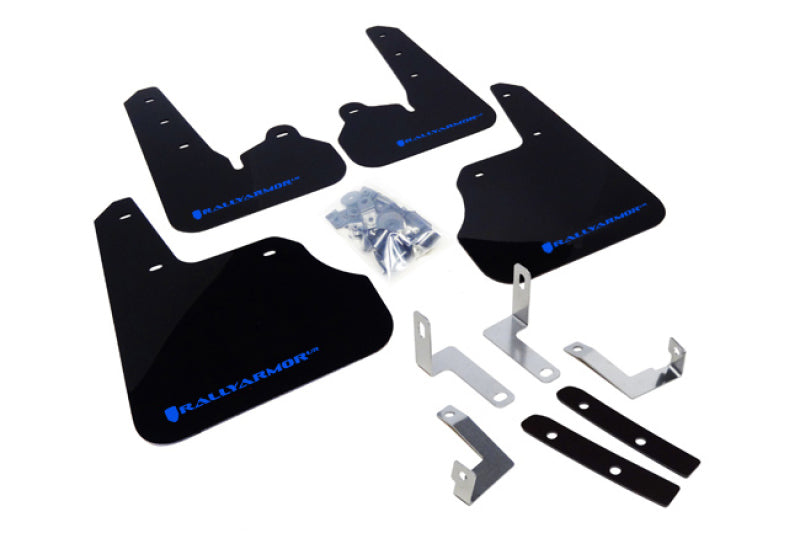 Rally Armor 12+ Subaru Impreza 5dr Hatch/4dr Sedan UR Black Mud Flap w/ Blue Logo MF22-UR-BLK/BL