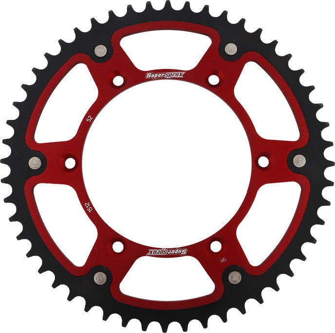 SUPERSPROX Rear Stealth Sprocket Alu/Stl 52t-520 Red Husq RST-1512-52-RED