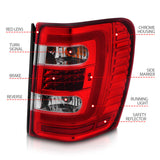 ANZO 1999-2004 Jeep Grand Cherokee LED Tail Lights w/ Light Bar Chrome Housing Red/Clear Lens 311396