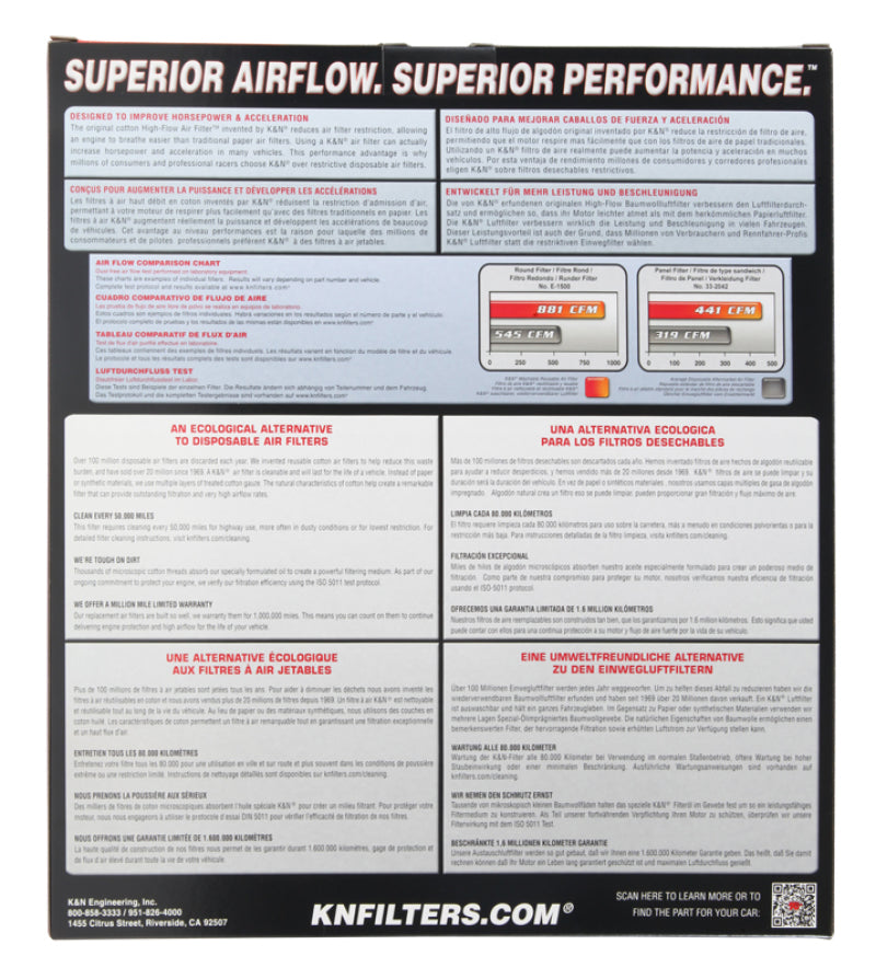 K&N 19 Porsche 911 3.0L H6 F/I Drop In Replacement Air Filter 33-3153