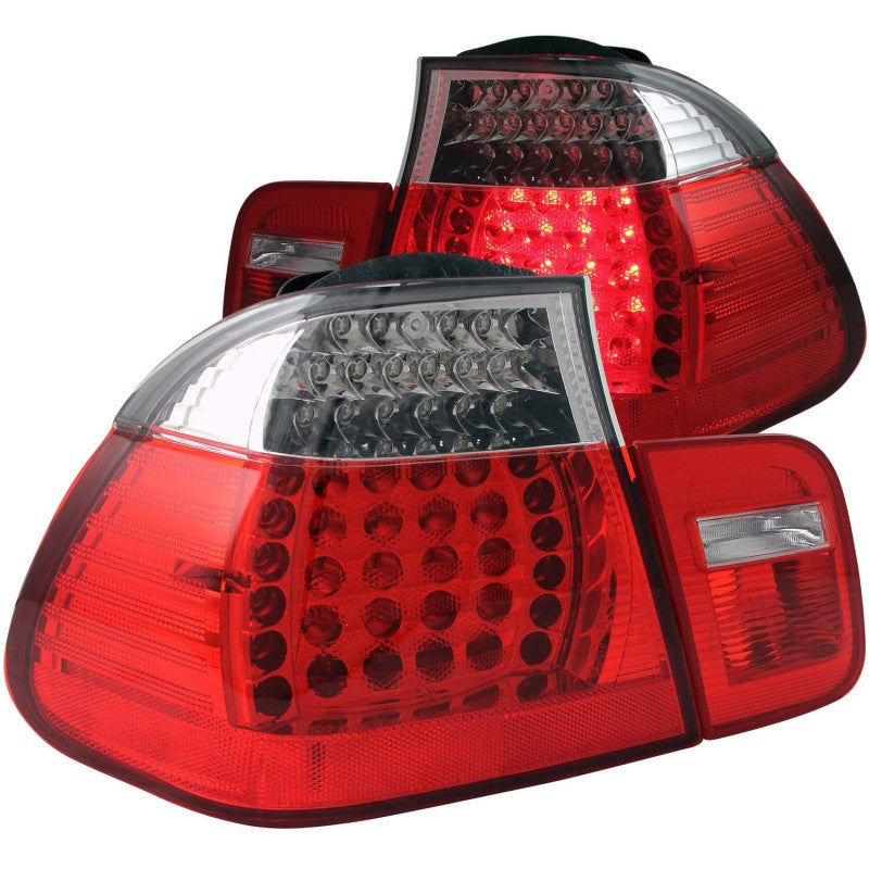 ANZO 2002-2005 BMW 3 Series E46 LED Taillights Red/Clear 321096