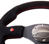 NRG Reinforced Steering Wheel (320mm) Blk Suede w/Dual Buttons RST-007S