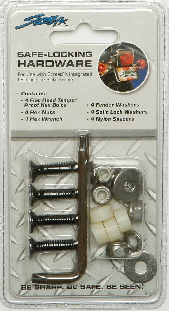 STREETFX License Plate Frame Locking Hardware (Black) 1045913